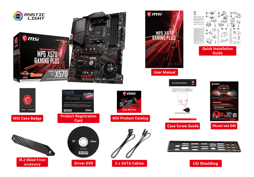 MSI MPG X570 GAMING PLUS box content