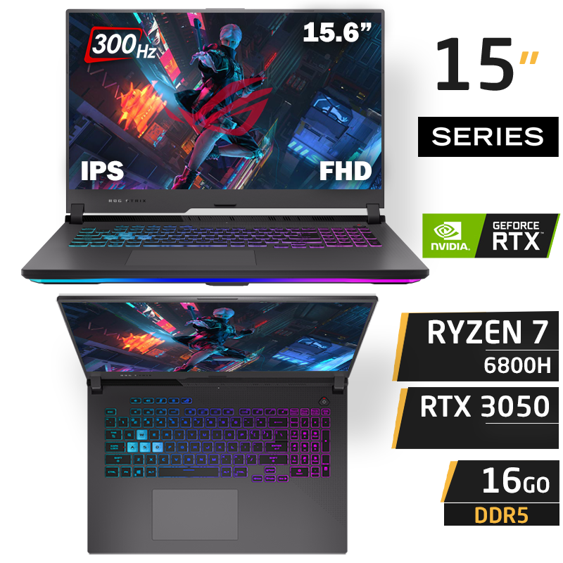 ASUS Rog strix G513 AMD Ryzen 7 R7-6800HS 16GB 512GB RTX 3050 4GB 300Hz