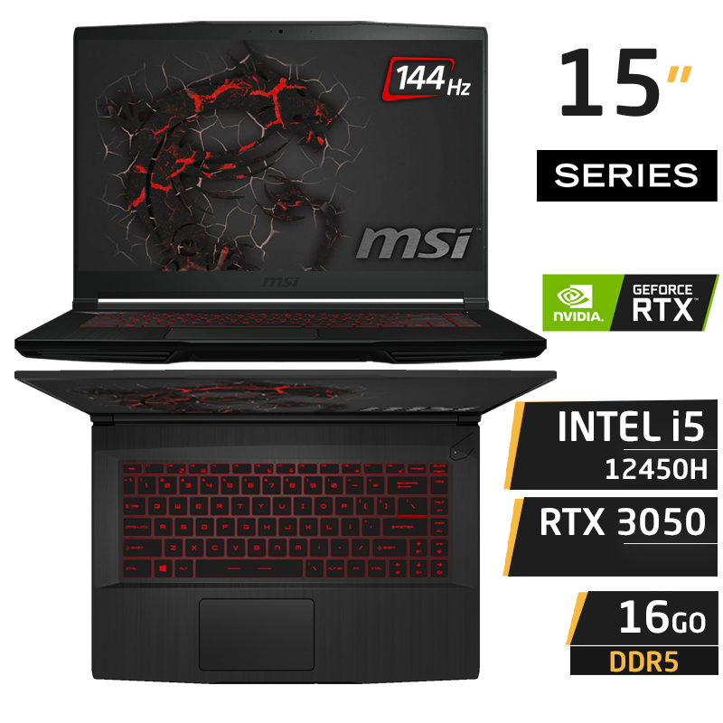 MSI GF63 12uc i5-12450H rtx 3050 16GB 512GB