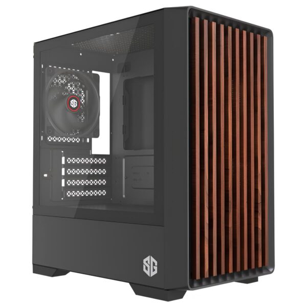 Boîtier PC SG WOOD MINI 4 FAN NOIR | Micro ATX avec 4 Ventilateurs & Verre Trempé