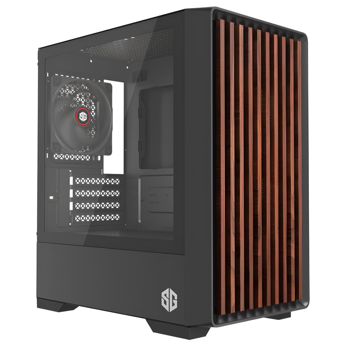 Boîtier PC SG WOOD MINI 4 FAN NOIR | Micro ATX avec 4 Ventilateurs & Verre Trempé