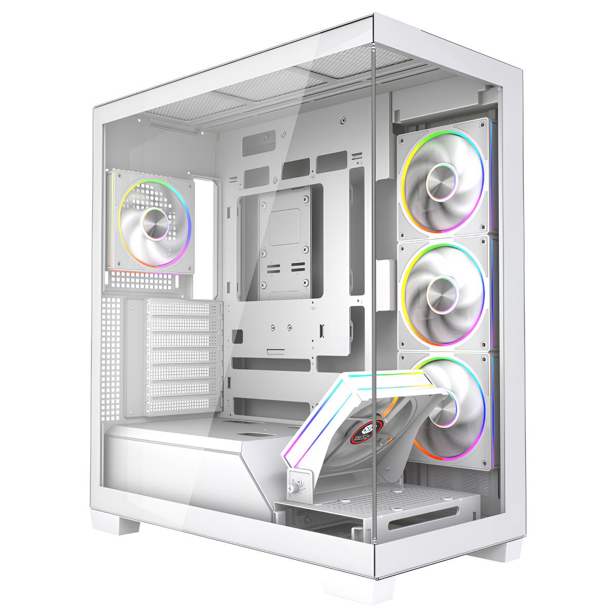 Boîtier PC SG NV7 BLANC | Boîtier Moyen Tour avec 5 Ventilateurs ARGB & Verre Trempé