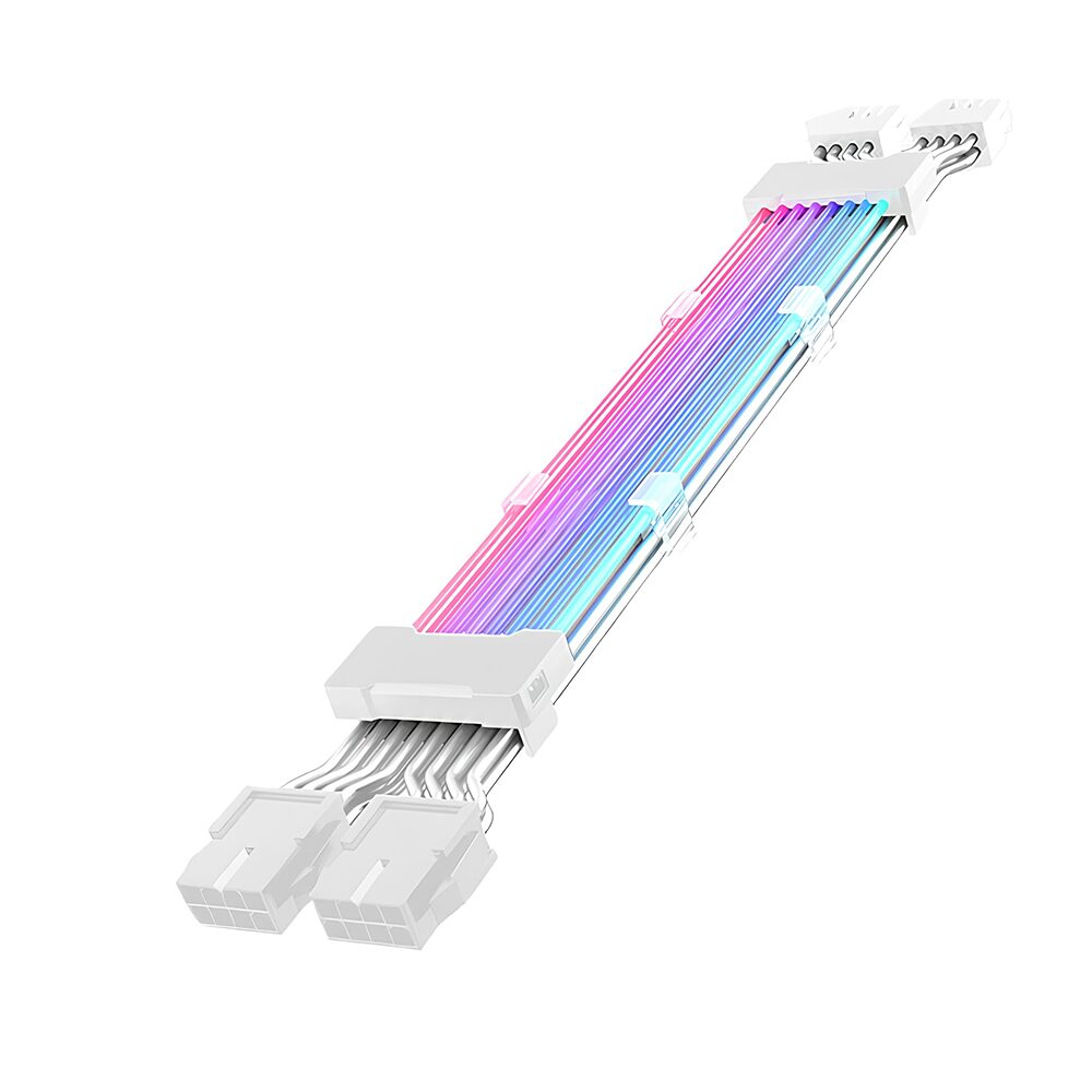 Cable Extension Dual 8PIN RGB Striped White Câble Extension Dual 8PIN RGB Striped White – Image 1