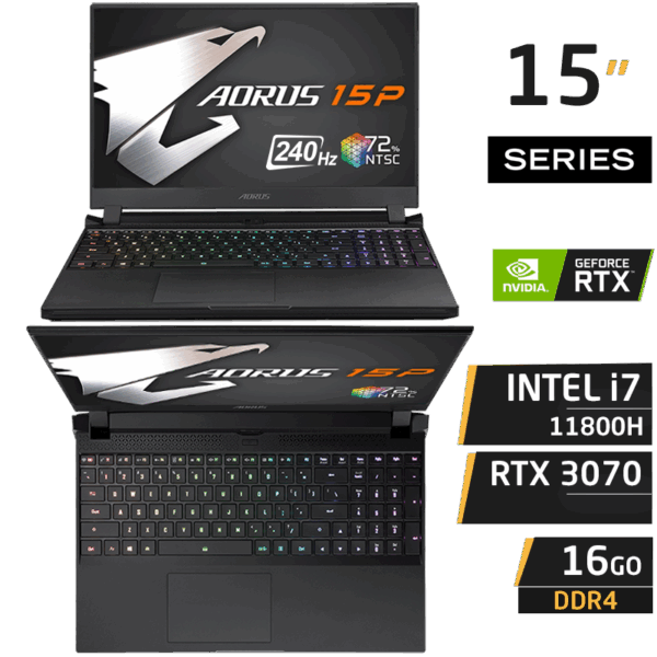 PC Portable Gamer Gigabyte AORUS 15P XD i7-11800H 16GB 1TB Gen 4 RTX 3070 8GB 240Hz 72% NTSC 100% sRGB