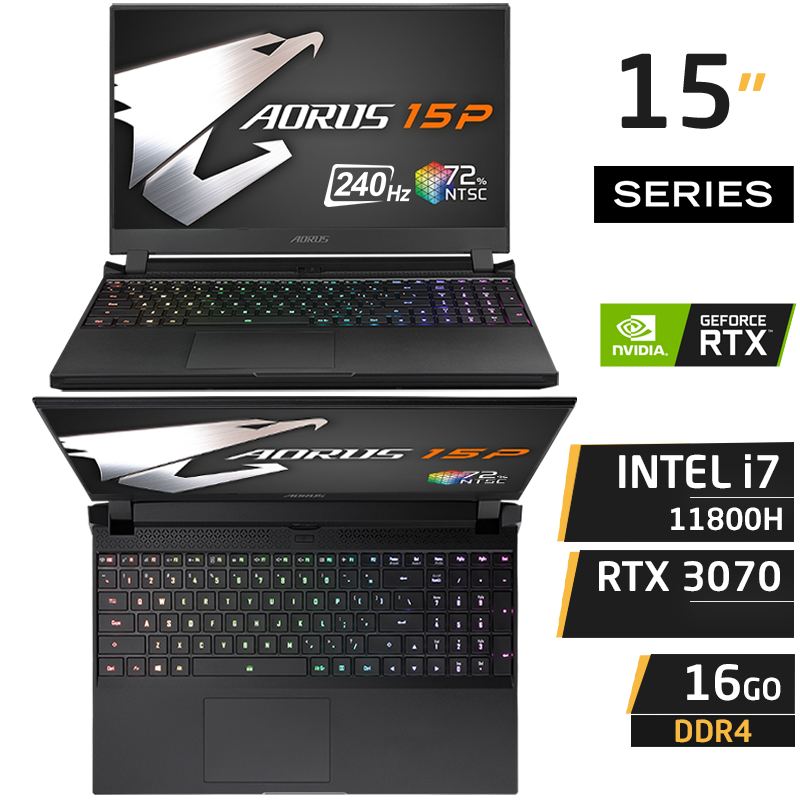 Gigabyte AORUS 15P XD i7-11800H 16GB 1TB Gen 4 RTX 3070 8GB PC Portable Gamer Gigabyte AORUS 15P XD i7-11800H 16GB 1TB Gen 4 RTX 3070 8GB 240Hz 72% NTSC 100% sRGB – Image 1