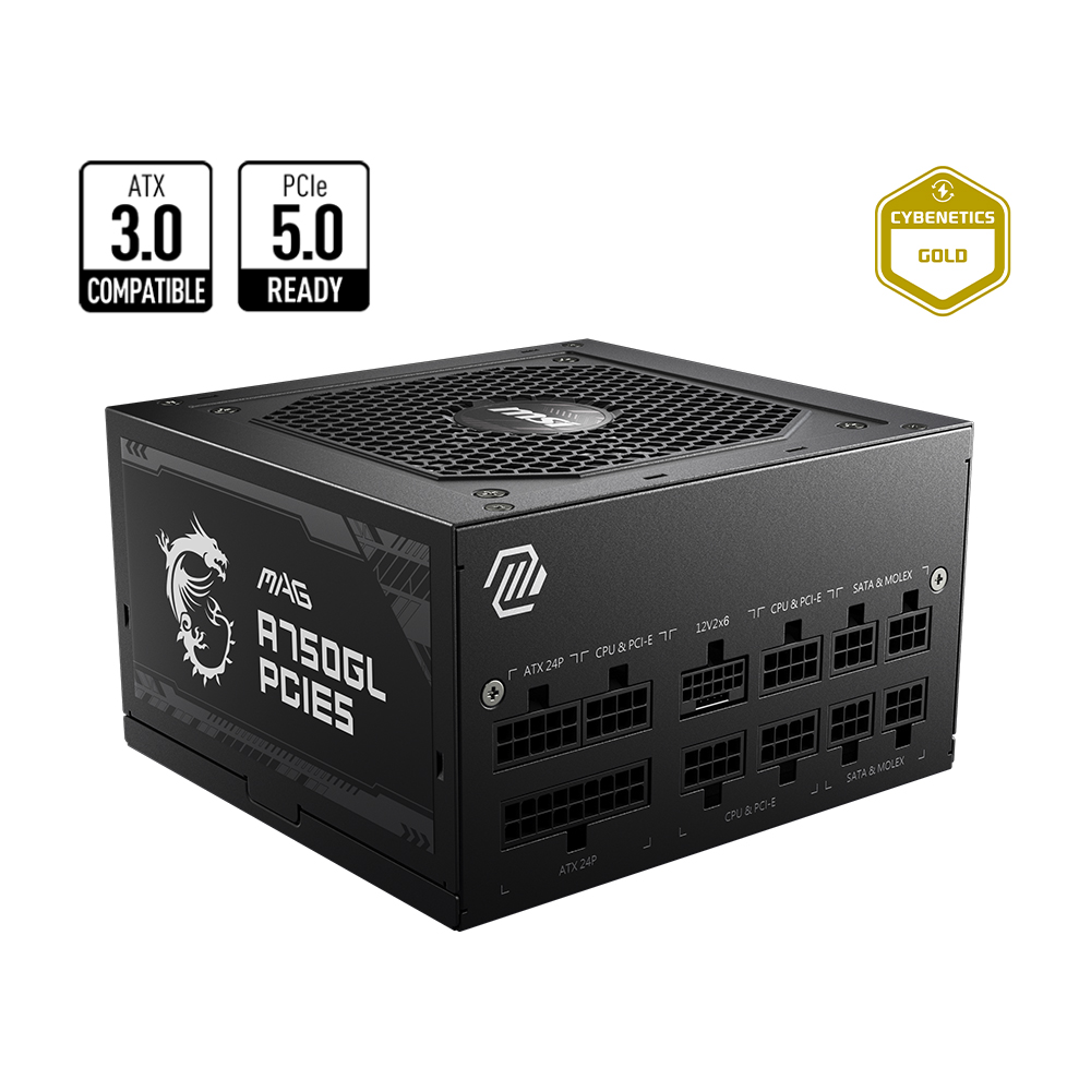 MSI MAG A750GL PCIE5 GOLD - Alimentation 750W, 80 PLUS Gold, Modulaire MSI MAG A750GL PCIE5 GOLD – Image 1
