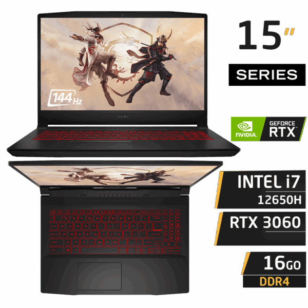 PC Portable Gamer MSI Katana GF66 i7-12650H RTX 3060 16GB 512GB 15.6"