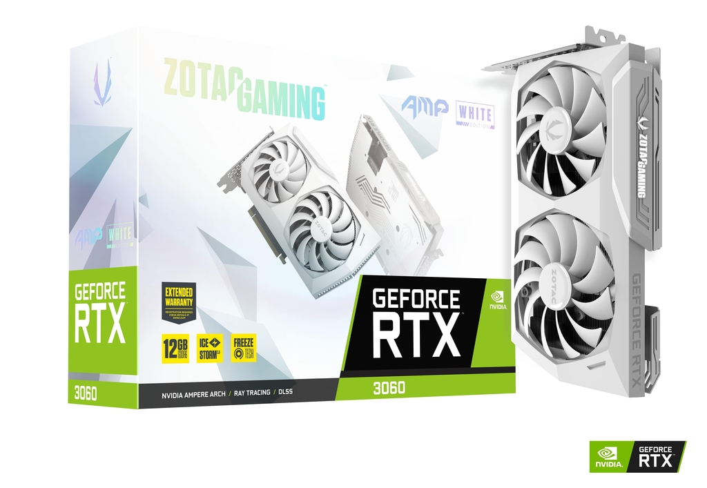 ZOTAC GAMING GeForce RTX 3060 AMP White Edition ZOTAC GAMING GeForce RTX 3060 AMP White Edition – Image 1