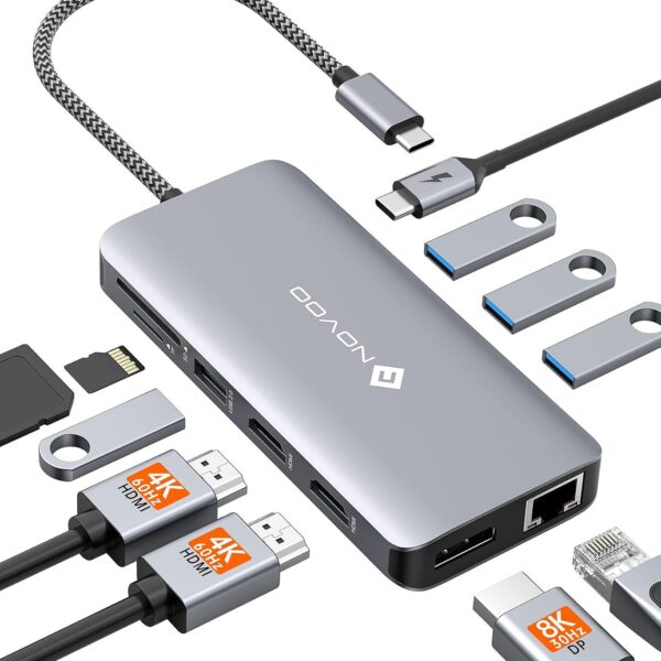 NOVOO RM11 Pro Station d'accueil USB C 11 en 1 Prix Maroc | Workstation.ma