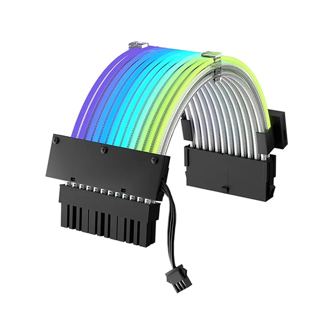 Câble Extension 24PIN RGB Striped White au Maroc | Prix Workstation.ma Câble Extension 24PIN RGB Striped White au Maroc | Prix Workstation.ma